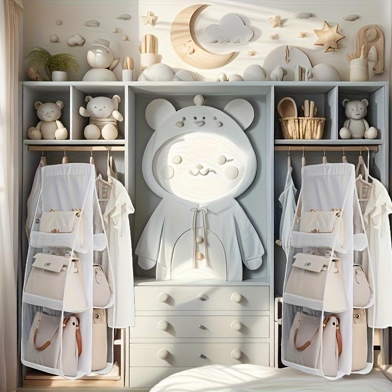 Многослойный подвесной органайзер для сумок, экономящий место в шкафу, пыленепроницаемый зажим для сумок, удобный дизайн для подвешивания модных женских аксессуаров