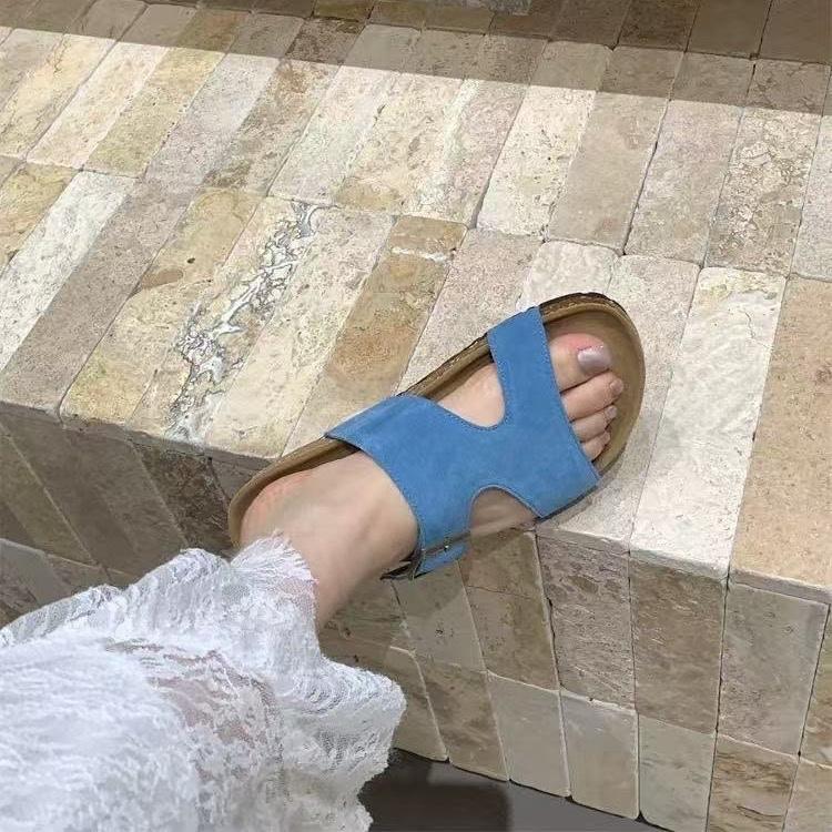 Модные Модные Шлепанцы из Искусственной Замши и Пробки Женские Летние Нескользящие Пляжные Шлепанцы Сандалии Женские С Открытым Носком Комфортные Унисекс Домашние Тапочки Большого Размера