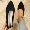 Women's Pointed Toe Flat Shoes Solid Color Knitted Slip On Shoes Casual Breathable Flats Women Flat Loafers Comfort Ladies Shoes