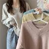 Women's Loose Knit Sweater: V-Neck, Long-Sleeve, Korean Style, for Spring, Autumn, Winter 2023.