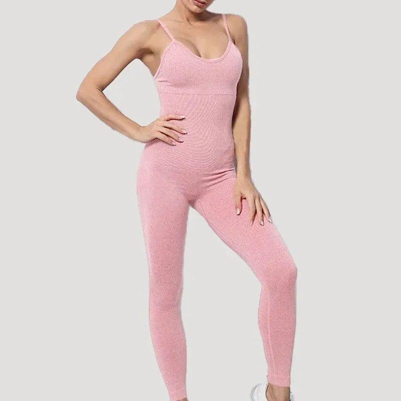 Fashion Slim Fit Tank Top And Jumpsuits For Women Sexy Sporty High-waist Solid Yoga Pants Casual Grey Ladies Trousers 30157