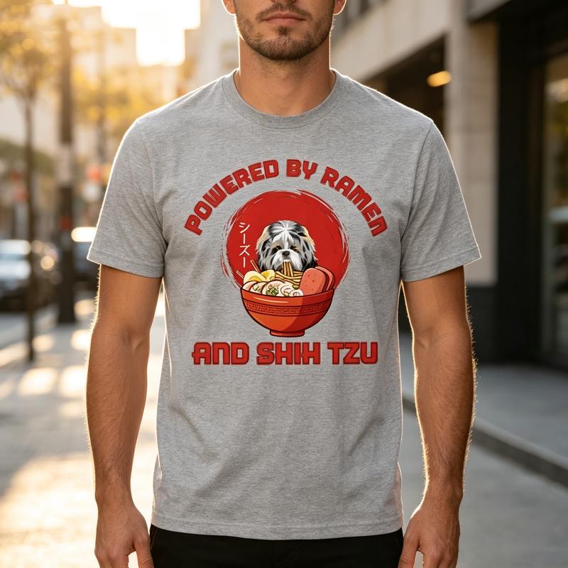 Vintage Shih Tzu RaUnisex Tee Cute Dog RaUnisex Print Unisex Unisex Cotton Short Sleeve Trendy Streetwear Gift For Dog And Food Fans