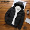Мужская пуховая куртка с капюшоном Зимняя теплая спортивная хлопковая куртка Повседневная и модная мужская однотонная утолщенная хлопковая куртка
