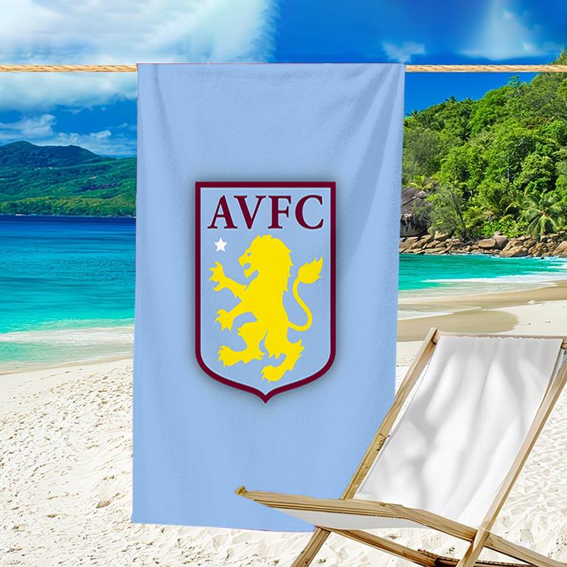 1pc Aston Villa Beach Towel, Beach and Seaside Swimming Pool Equipment, Fashion Pattern, Rectangular, Travel Essentials