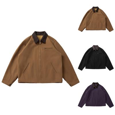 Мужская зимняя куртка на молнии с несколькими карманами в стиле ретро, однотонная