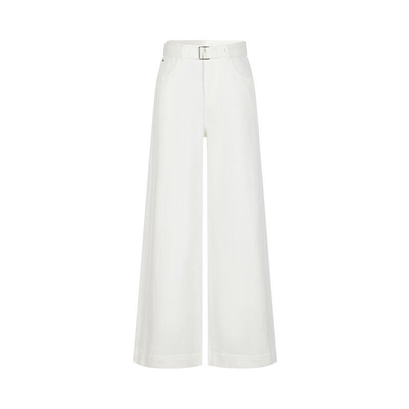 Annacoco Women's Retro Belted Loose Wide-Leg Denim Jeans