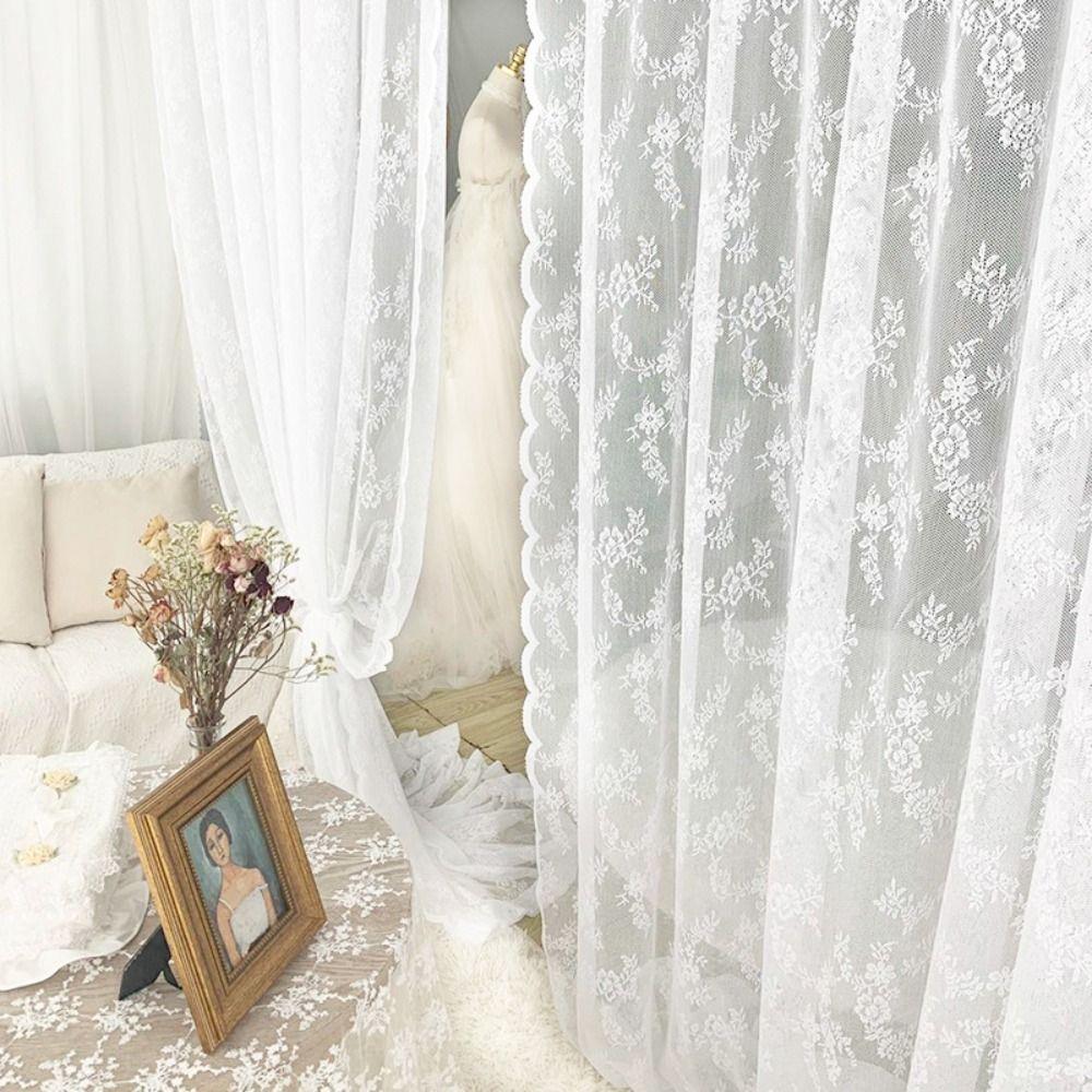 Window Drapes Airy For Living Room Pastoral Fabric Drapes Floral Tulle Home Decoration Drapes