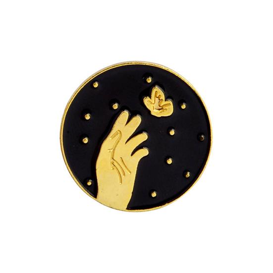 Эмалированная круглая ретро-лунная звезда, кинжал, аксессуар для вечеринки, джинсовая куртка, брошь, булавка