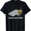 Funny "I Eat Concrete" Cat Meme T-shirt Y2K Retro Casual Short Sleeved Round Neck Top Unisex