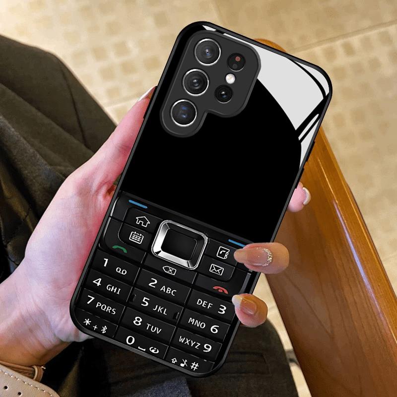 Креативная черная стеклянная чехол-накладка с узором для телефона Samsung Galaxy S26 S25 S24 S22 S21 S20 FE/Ultra/Plus противоударный
