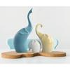Beautiful Ceramic Multicolour 3 Pcs Elephant Family for Home Decor (Pack of 1, Multicolor)