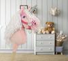 Hobby Horse Unicorn on a Stick, Small Pink with White Mane and Silver Horn
