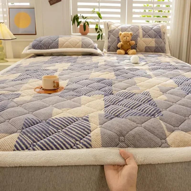 1 шт., зимняя молочная бархатная утолщенная теплая простыня, покрывало, одноместное, двойное, мягкое, тонкое, складное, наматрасник, топперы, татами, стеганый коврик