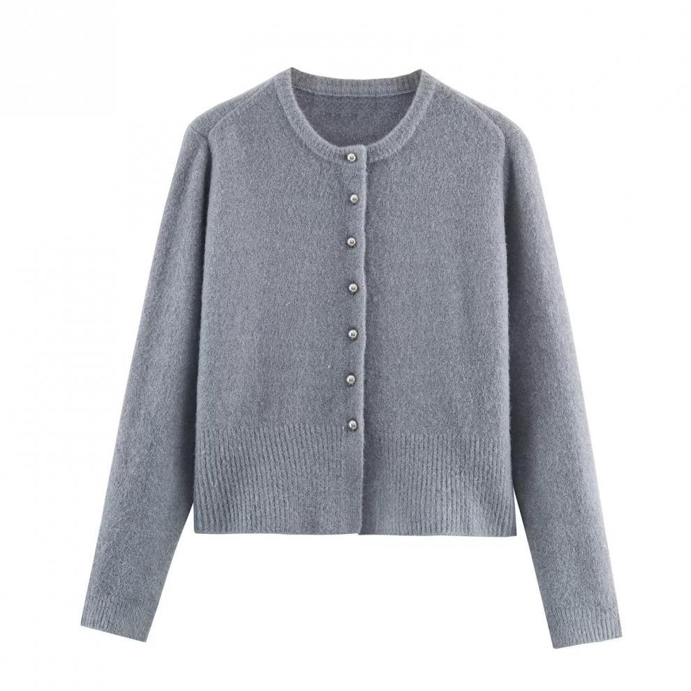 European and American style, new women's fashion, versatile, and cross-border export spherical button knit jacket