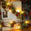 Dazzle Bright Pine Cone Christmas String Lights, Total 6.5FT 20LED Battery Operated Christmas Garland with 8 Modes, Red Berry Pine Cone Fairy String