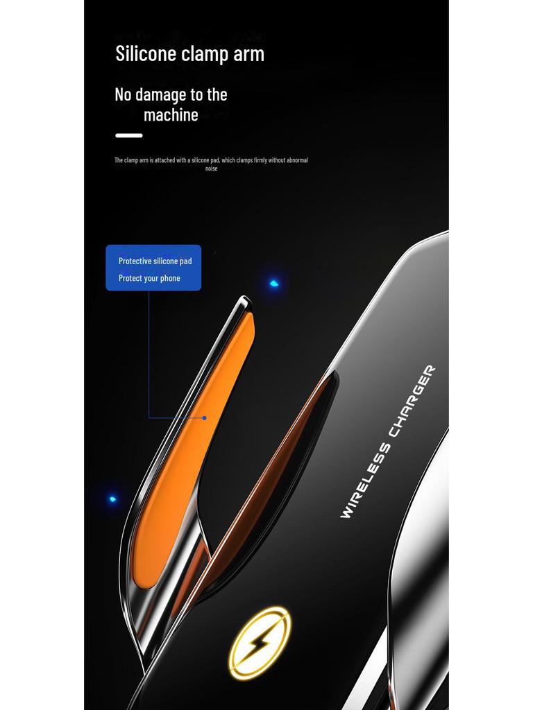 Smart Wireless Charging Car Phone Holder with Auto-Sensing Open/Close for Navigation