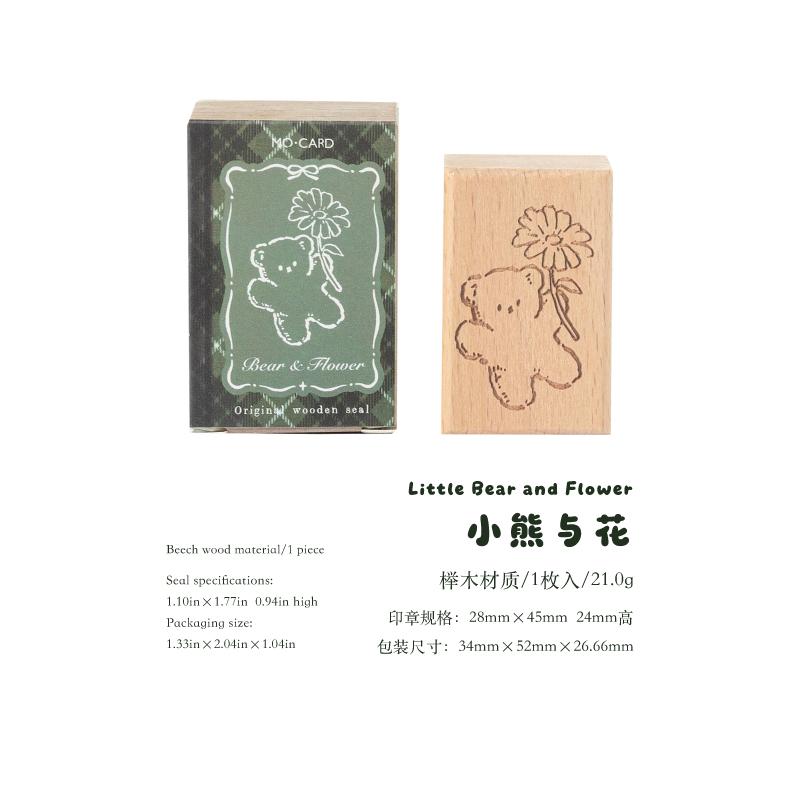 Journal GO Creative Lovely Bear Wooden Stamp for Collage Junk Journal DIY Scrapbooking Photo Album Card Making Wood Seal