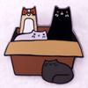 Cat Cardboard Box Brooch Cute 4 Cat Animal Badge Accessory