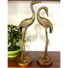 Brass Finish Crane Love Birds Pair| Saras Swan Showpiece Set for Home Decor| Metal Statue Figurines| Decorative Tabletop Decoration Item
