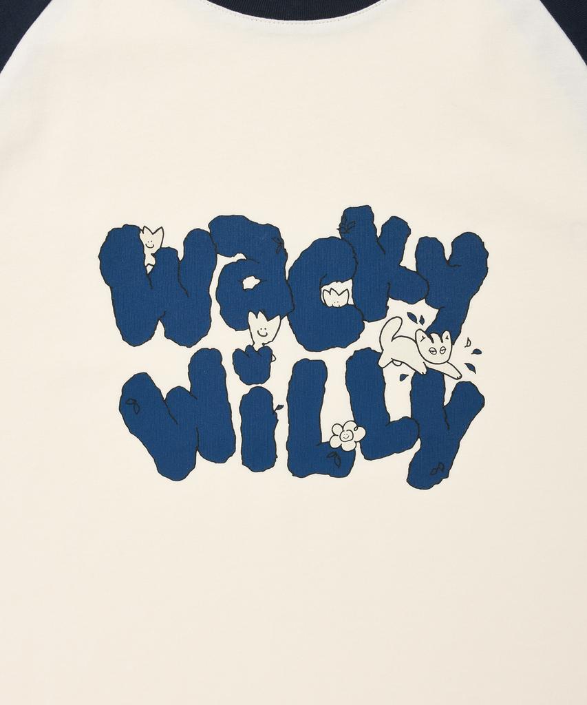 WACKY WILLY Color Block Raglan Long Sleeve T-Shirt Cream
