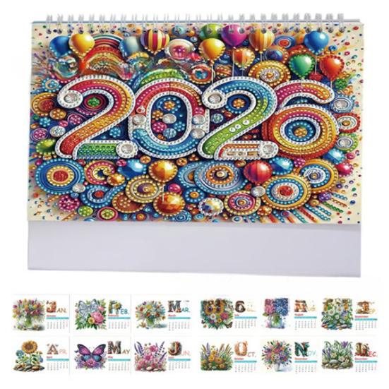 DIY Rhinestone Art Painting Desk Calendar Kit 12-Month Home Office Planner 2026 Practical Sparkling Rhinestone Craft Calendar