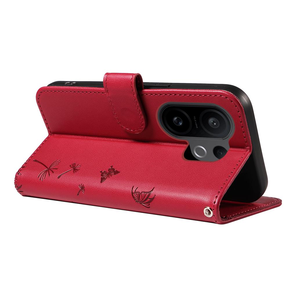 Для vivo X200 FE 5G/vivo S30 Pro mini 5G Кожаный чехол-кошелек с ремешком, оттиск одуванчика, чехол-подставка для телефона