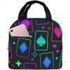 Сумка для ланча Trippy Neon Playing Card, водонепроницаемая и многоразовая, для женщин, мужчин, офиса, пикника, работы, школы