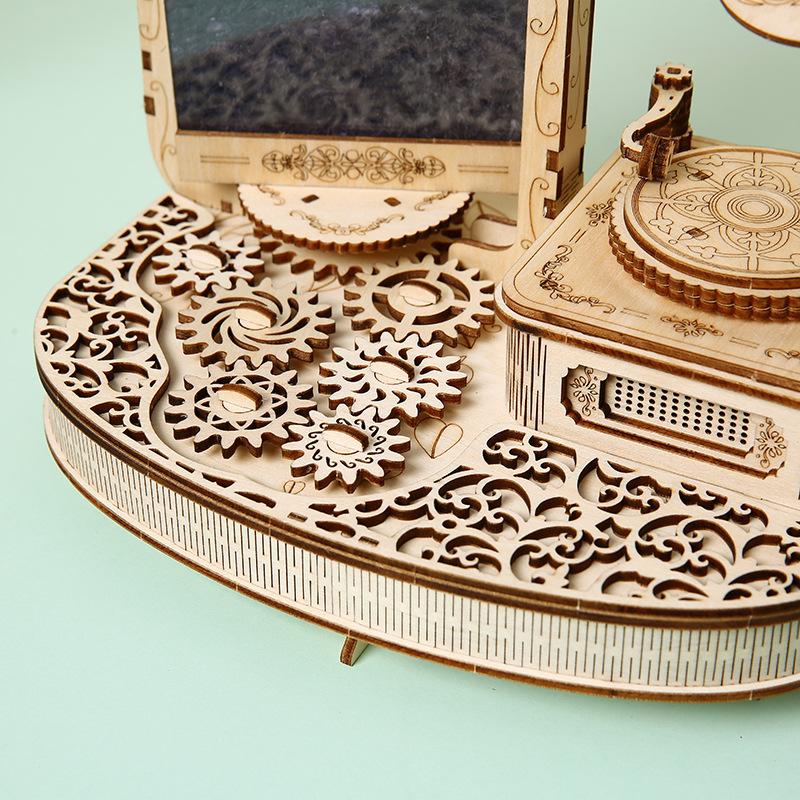 Сделай сам 3D деревянная головоломка Фото-рамка граммофон Миниатюрные модели Наборы для сборки Пазлы для детей и взрослых Подарки на день рождения