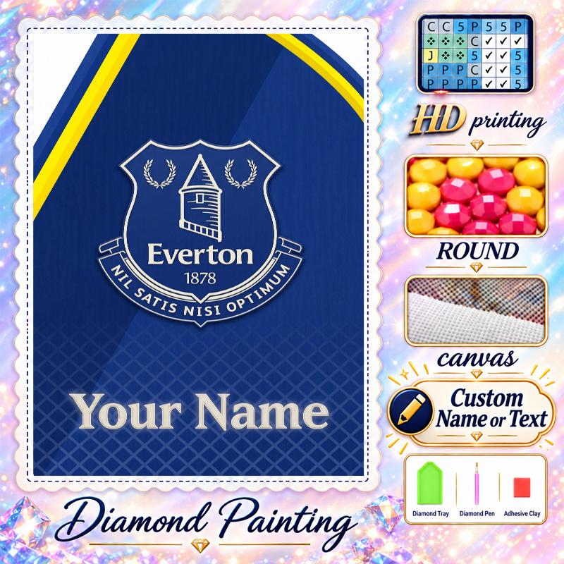 Everton FC 5D DIY Diamond Painting Custom Name Text, Full Drill Rhinestone Mosaic Art Home Gift