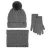 Winter Fleece-Lined Knitted Hat, Scarf & Gloves Set