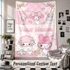Custom Tapestry Wall Hanging, My Melody Personalized Name Text Home Wall Decor