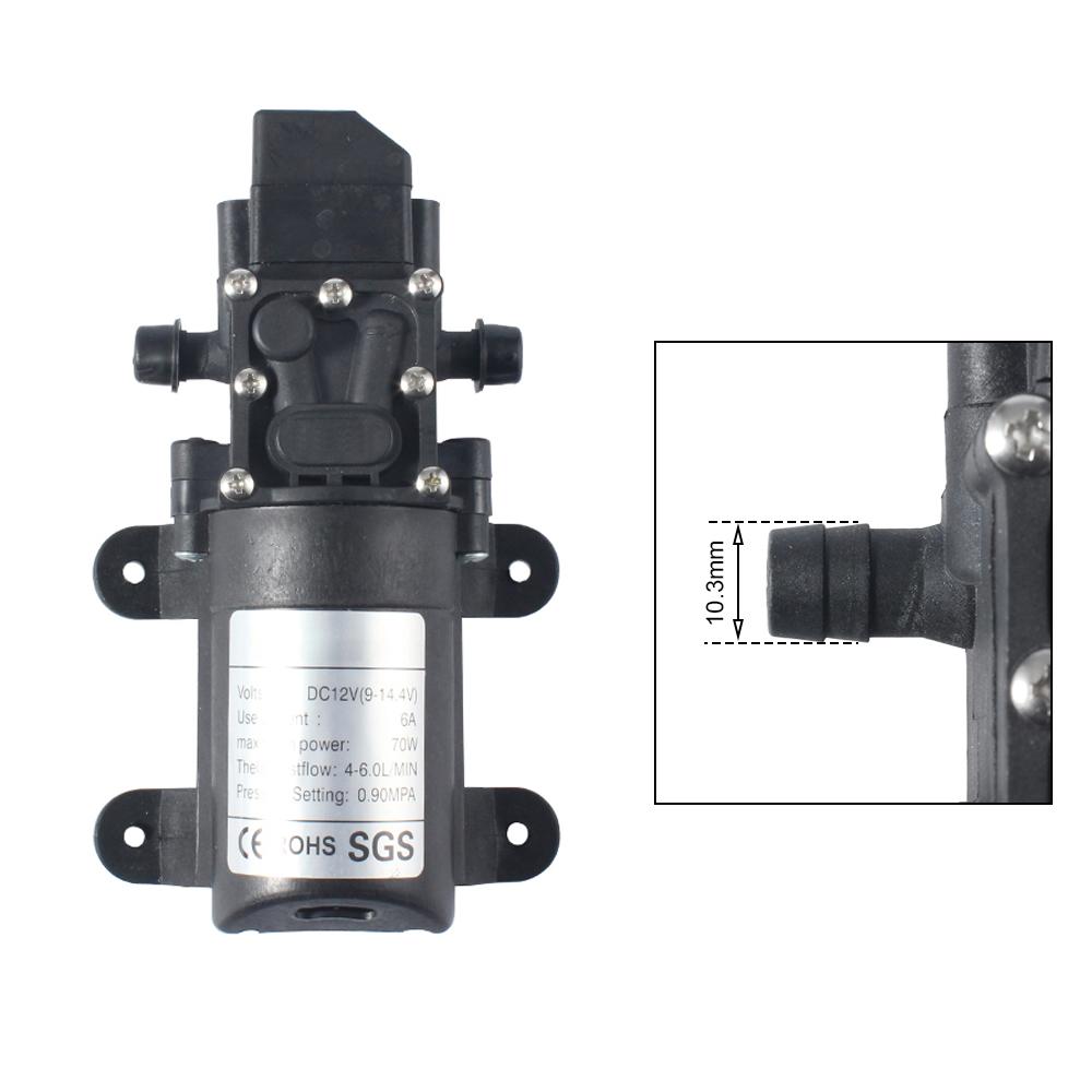 DC 12V 130PSI 6L/Min Water High Pressure Diaphragm Self Priming Pump 70W 72W with EU plug power supply 6A pipe 1/2