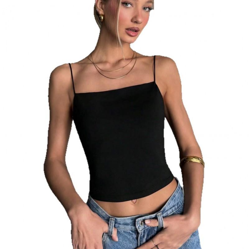 Womens Sexy Backless Crop Top Slim Fit Sleeveless Tank Pure Color Stretchy