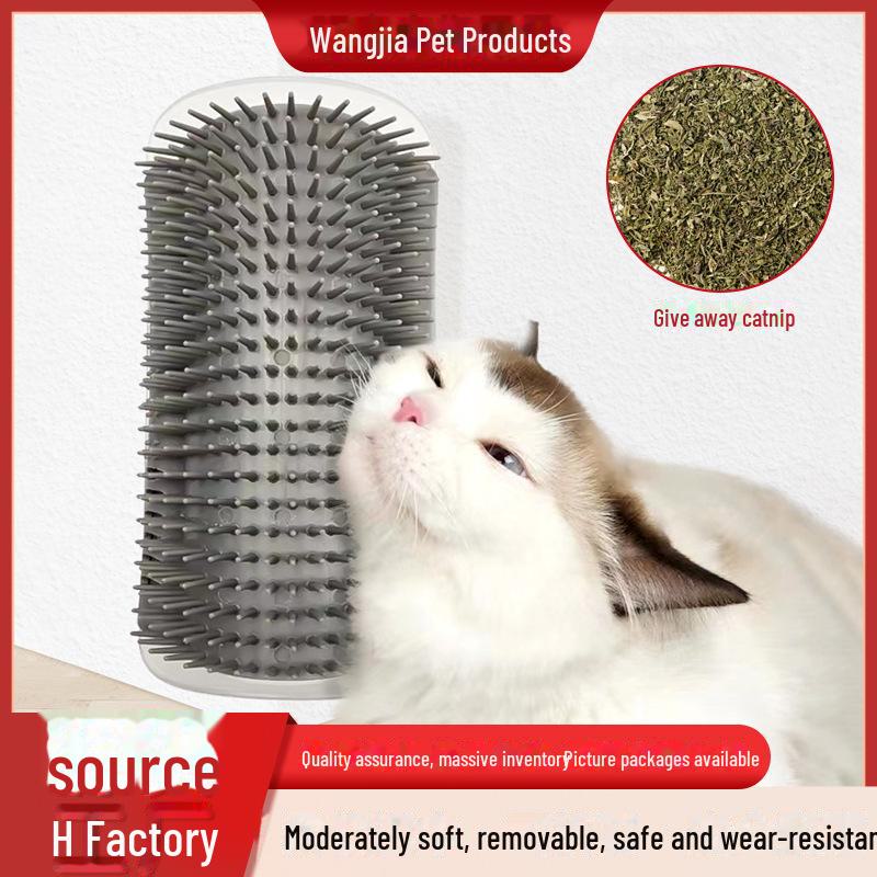 Cat Scratching Corner: Self-Grooming & Hair Removal Brush with Catnip