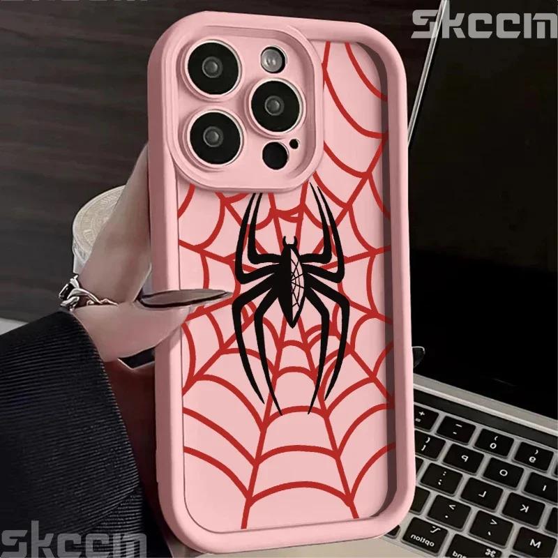 Мягкий противоударный чехол из ТПУ с рисунком «Черная паутина» для iPhone 16 15 14 Pro Max 13 12 11 XR X XS 7 8 16 Plus.