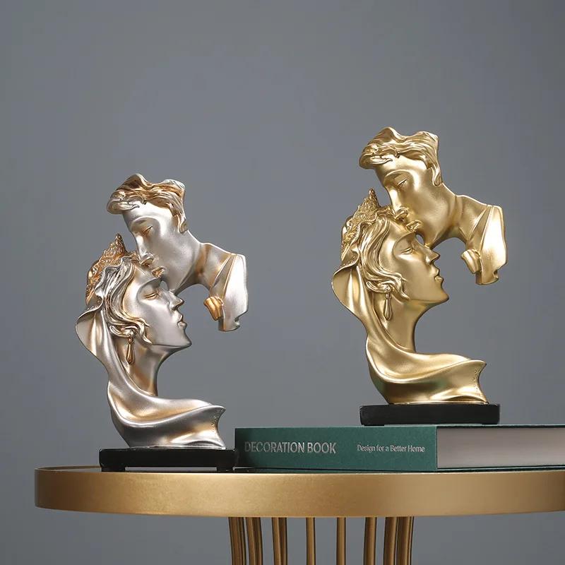 Скандинавские креативные украшения современный минималистский стиль скульптура персонажа смола поделки пара поцелуй свадьба подарок украшение дома