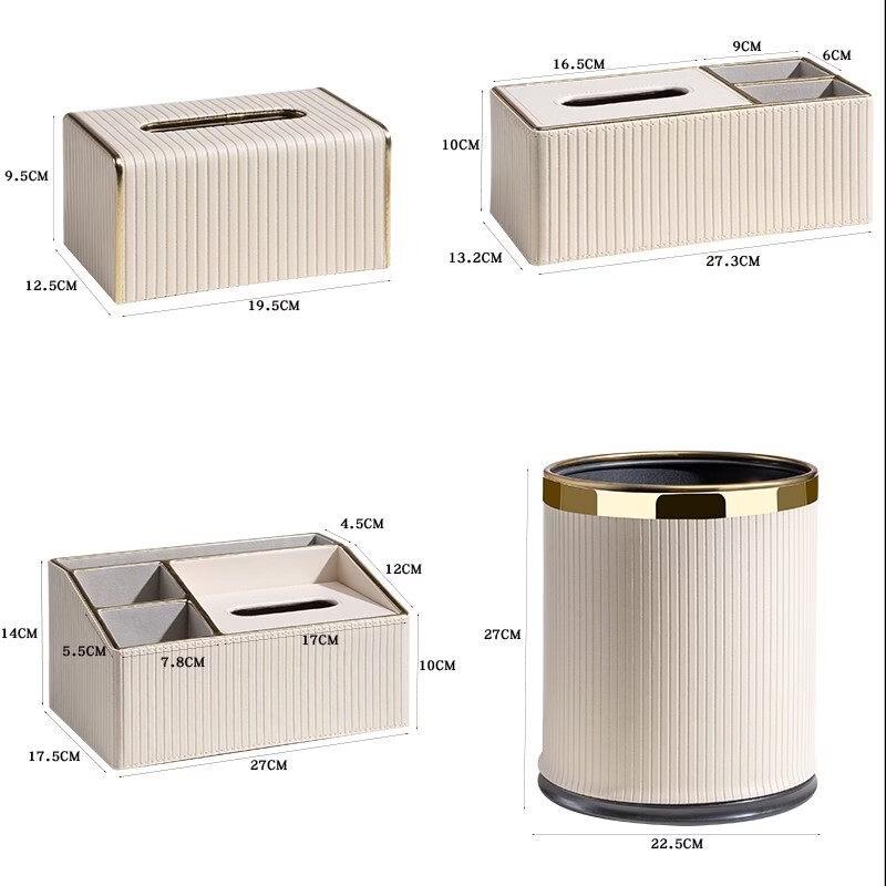 White Leather Marble Pattern Tissue & Storage Box