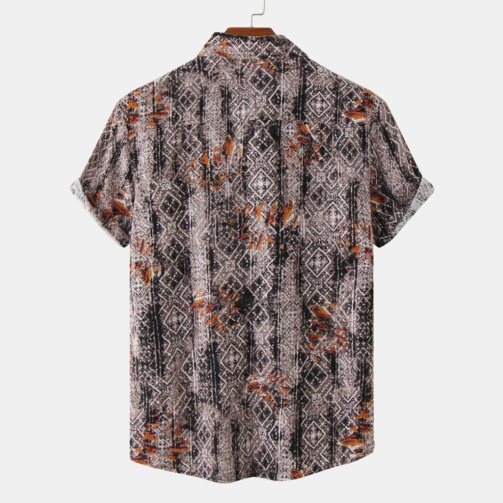 Мужская рубашка Hawaiian Vacation с коротким рукавом, свободная, повседневная, из хлопка и льна с принтом