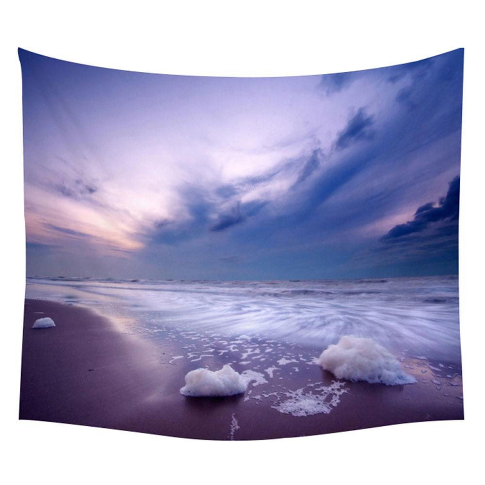 Солнце, море, гобелен, океан, пляж, стена, вода, пейзаж, украшение для пляжа, голубое облако, синее матовое одеяло, полиэфирный гобелен