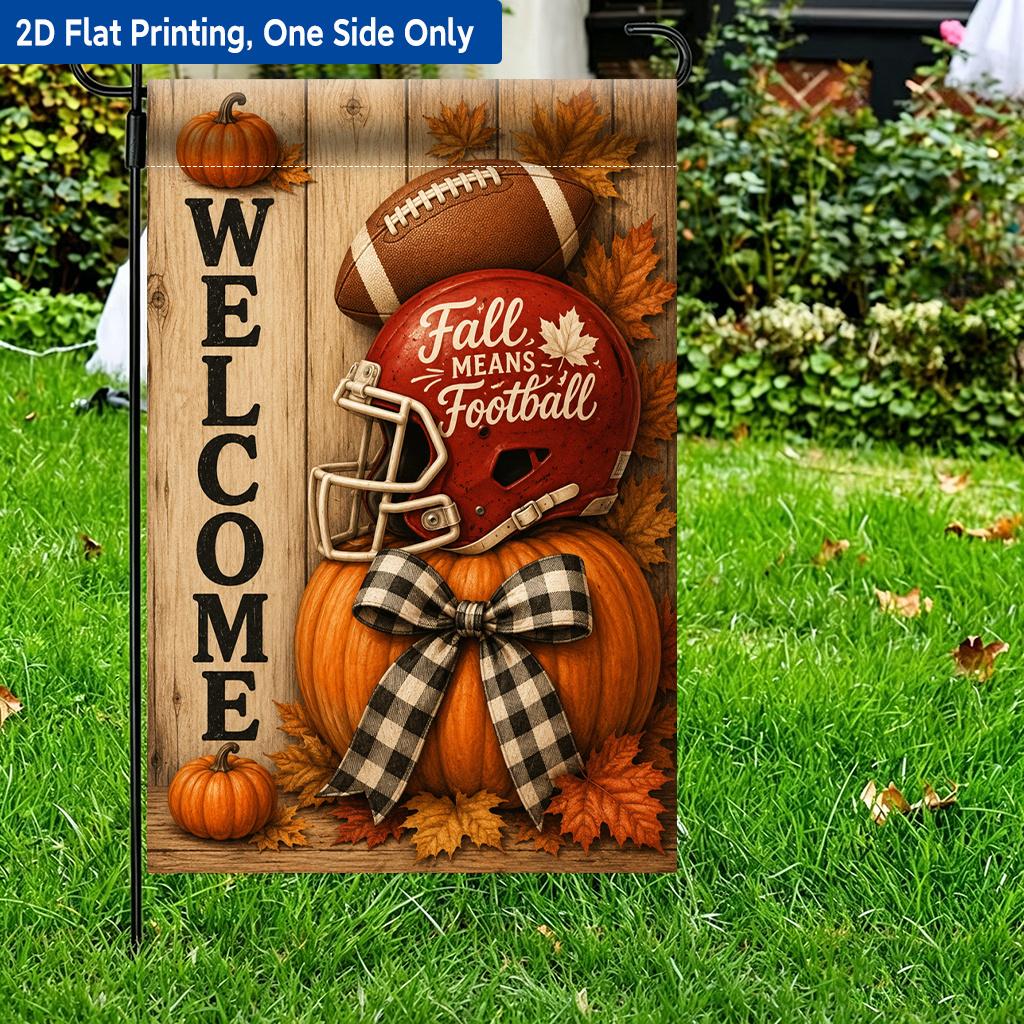 1pc Welcome Fall Football Season Garden Flag - Single-Sided Polyester, 29.97x44.96 cm, Outdoor Decor