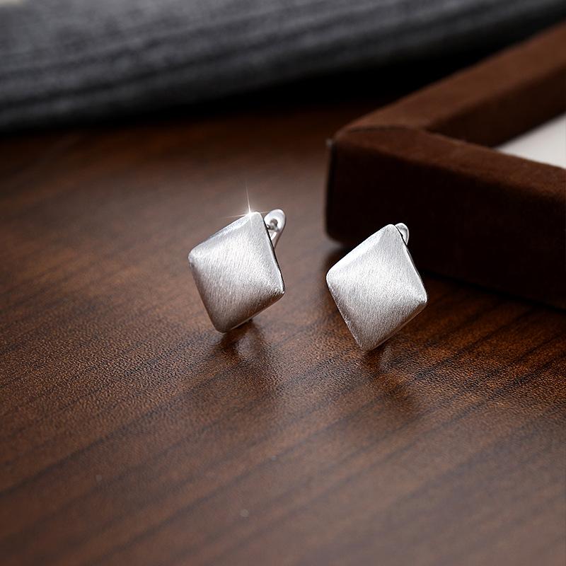 Brushed Square Earrings Fashion Light Luxury Early Autumn Personality Matte Matte Geometric Rhombus Earrings