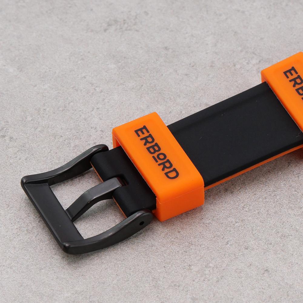 ERBORD Universal Silicone Strap 20mm, Dual Color, Orange / Black / Black