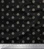 Black Japan Crepe Satin Fabric Artistic Floral Print Fabric by the Metre 42 Inch