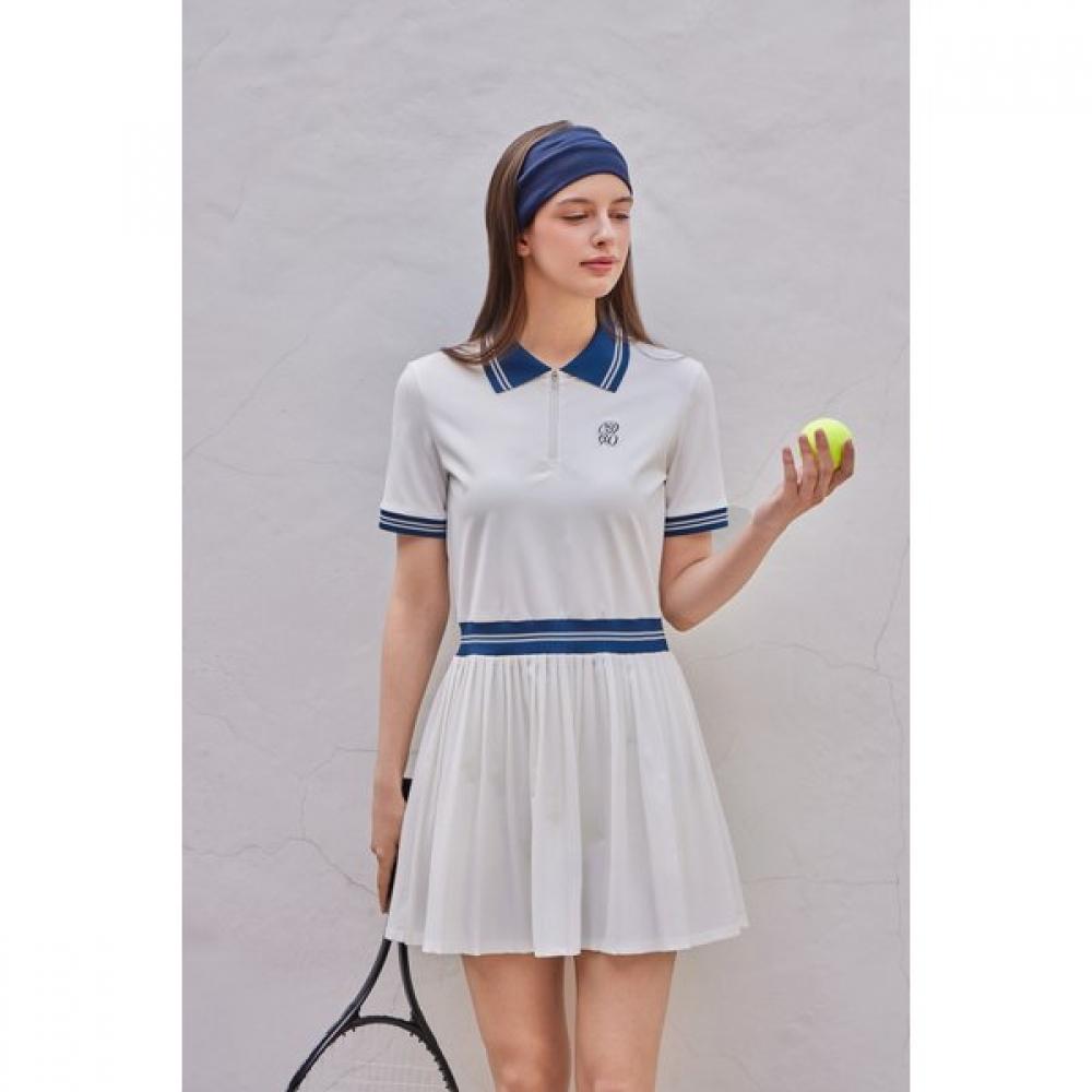 Goxo Light Pleats Dress White