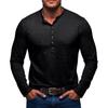 Men'S Button Up Long Sleeved Fashionable Casual Sports Top