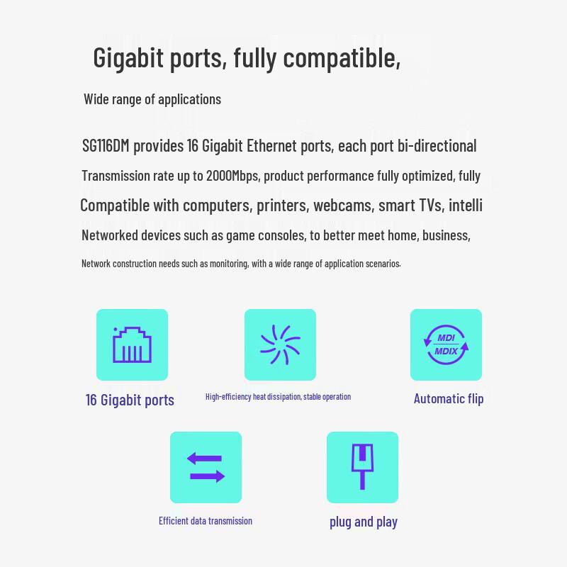 16-портовый гигабитный неуправляемый Ethernet-коммутатор Mercury