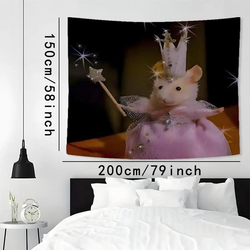 Magic Princess Hamster Tapestry Polyester Wall Hanging Fairycore Kawaii Pet Decoration Bedroom Art Aesthetics Wall Decoration