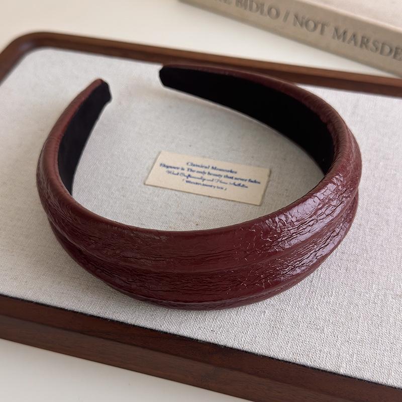 Обруч для волос во французском стиле, ретро кожаные широкие повязки на голову, женская повязка на голову, женский головной убор для умывания и макияжа, аксессуары для волос