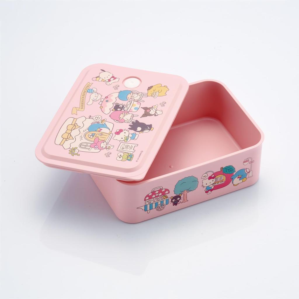 Skater Bento Perfect for Outdoor Medium Single with Sanrio Village Box, Activities, Size, Tier, 700ml, Microwave-Safe Lid, All-Stars PL70B-A