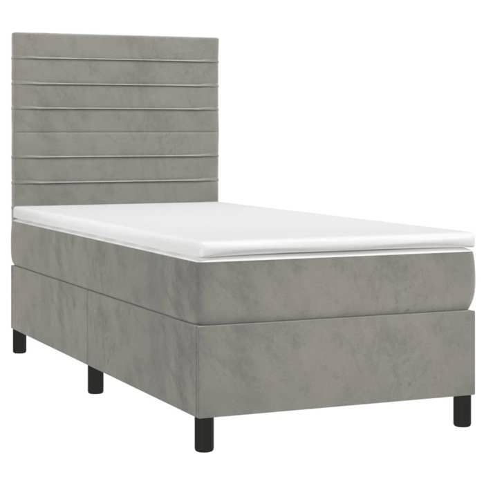 Maison Exclusive - Sommier à lattes de lit et matelas Gris clair 90x190 cm Velours
